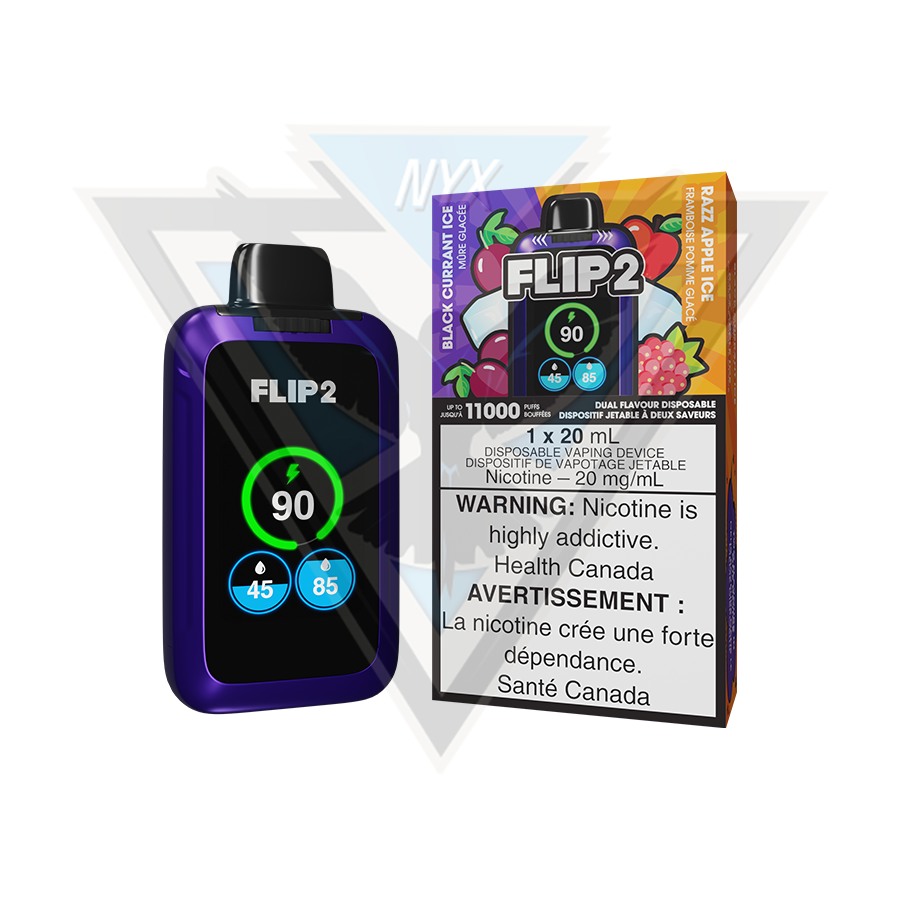 FLIP 2 DISPOSABLE BLUE RAZZ AND JUICY PEACH - NYX ECIGS - CANADIAN VAPE SHOP