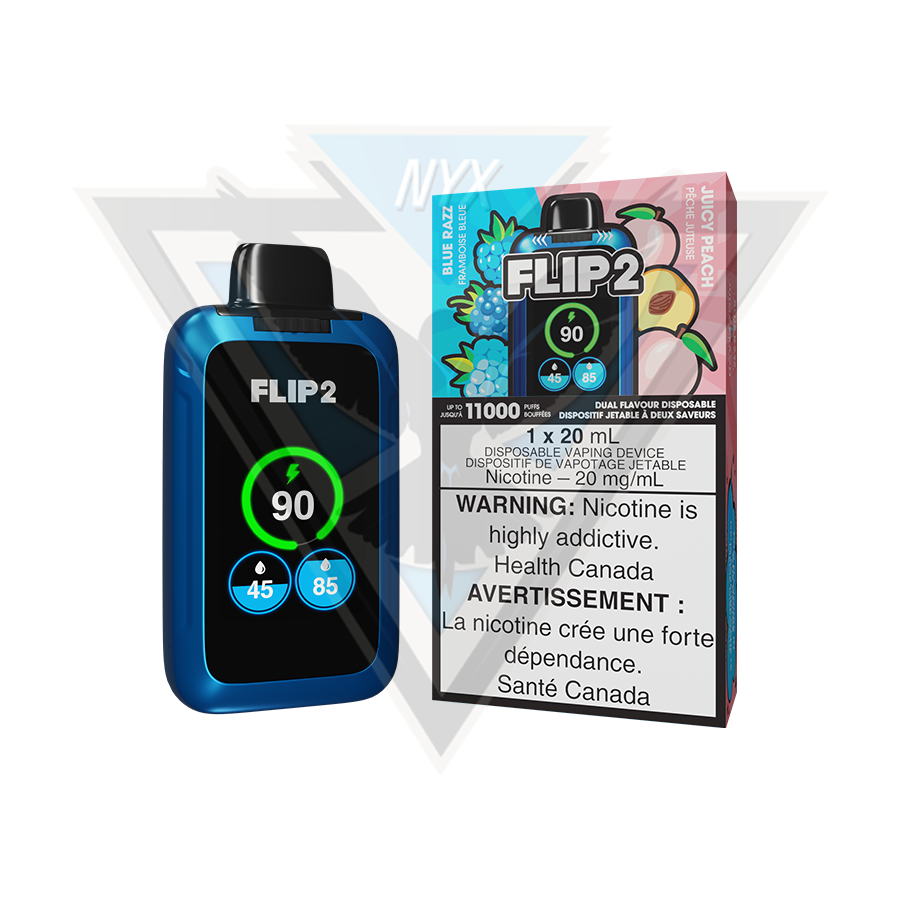 FLIP 2 DISPOSABLE BLUE RAZZ ICE AND PEACH ICE - NYX ECIGS - CANADIAN VAPE SHOP