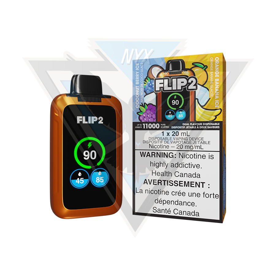 FLIP 2 DISPOSABLE ORANGE BANANA ICE AND RAZZ MANGO ICE - NYX ECIGS - CANADIAN VAPE SHOP